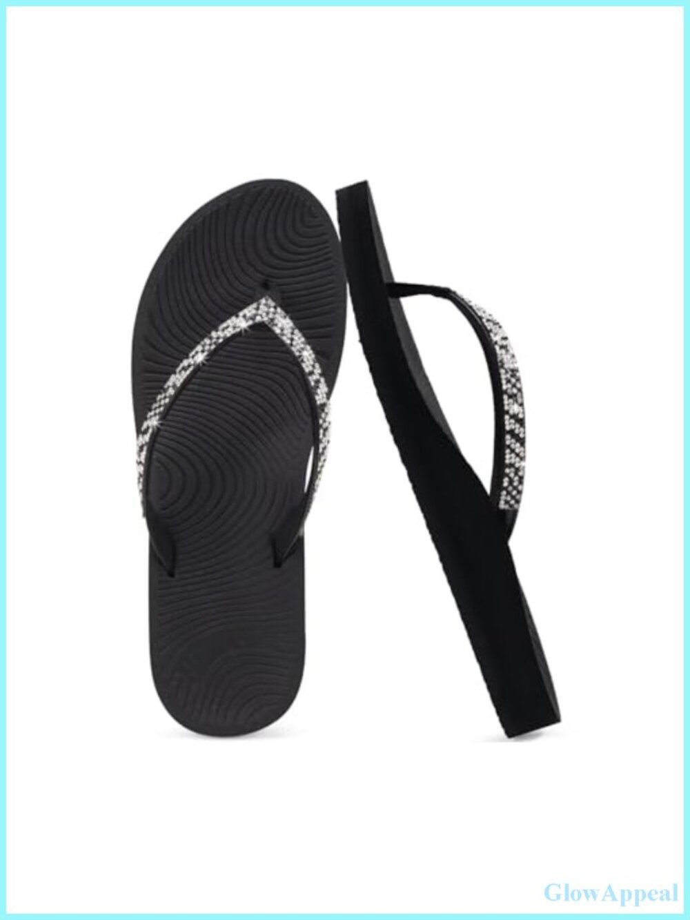 Rhinestone Flip Flops Arch Support Yoga Mat Cushion Sandals